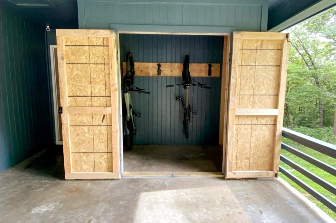 Locked bike storage and ebike charging